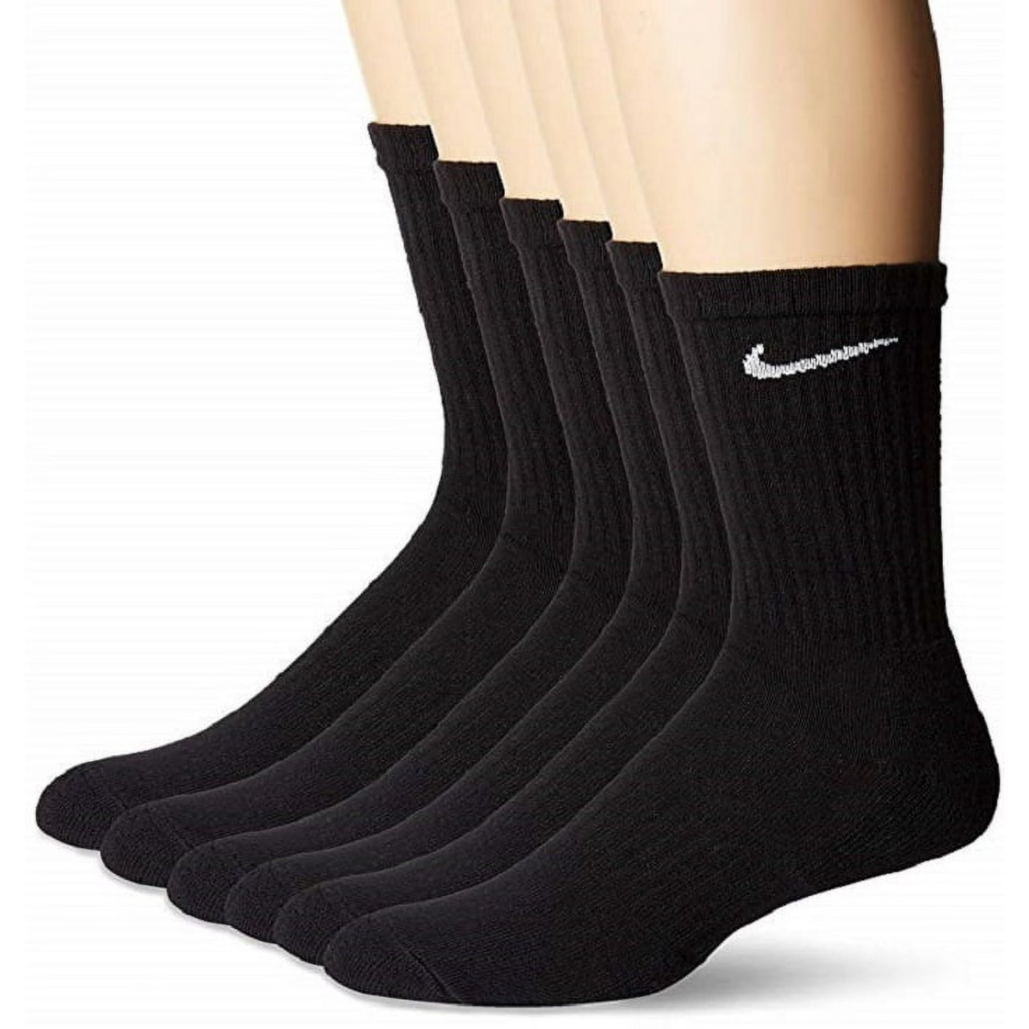 Nike Everyday Plus Cushion Ankle Drifit UNISEX Socks, LARGE- Black- 6 Pair