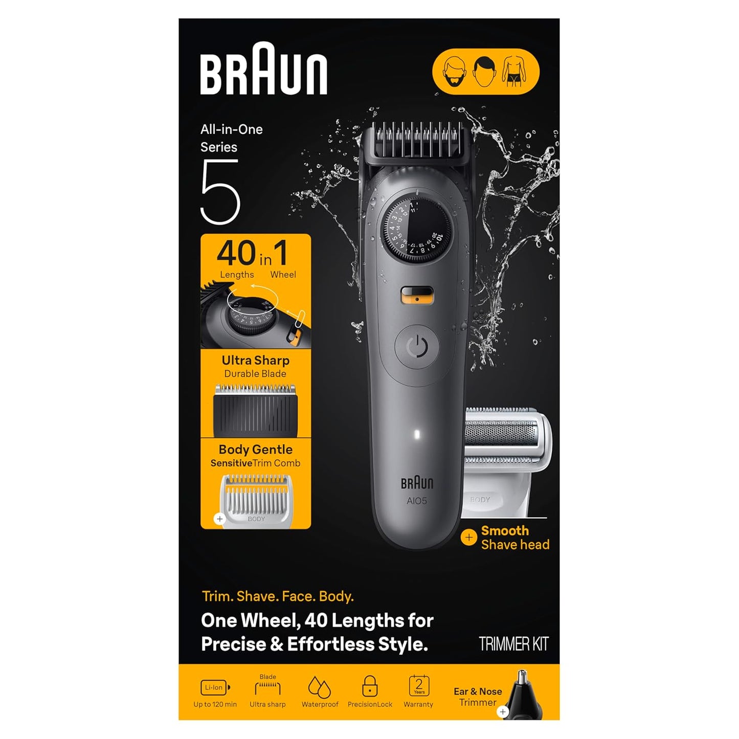 Braun All-In-One Series 5 Trimmer Kit for Beard, Face, Hair and Body