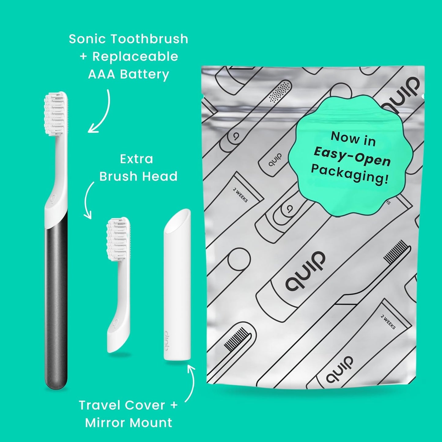 quip Sonic Electric Metal Toothbrush Travel Case/Mount Water-Resistant Slate