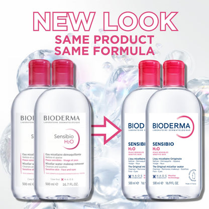 Bioderma - Sensibio - H2O Micellar Water - Makeup Remover Cleanser - Face Cleanser for Sensitive Skin