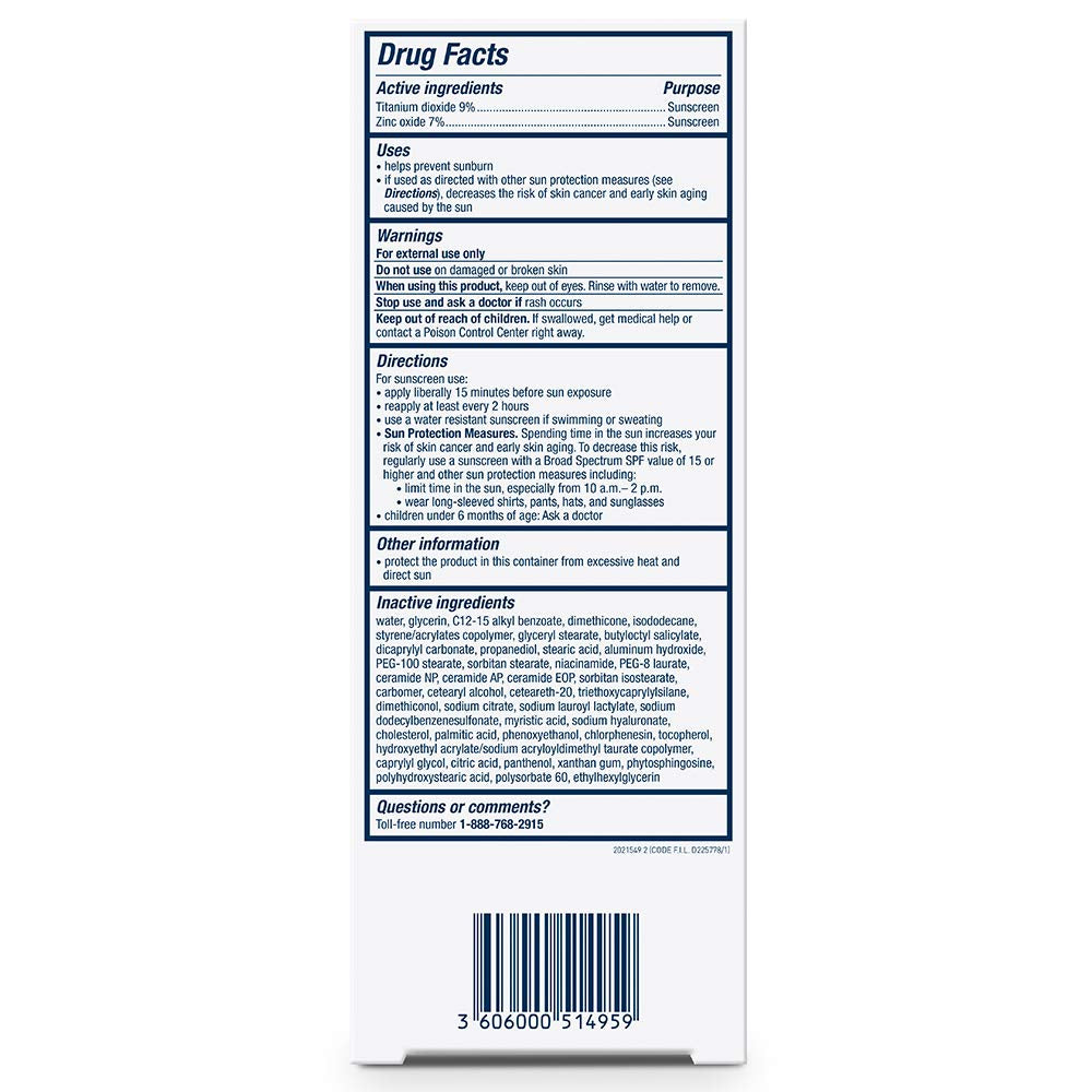 Cerave 100% Mineral Sunscreen SPF 50, Face Sunscreen with Zinc Oxide & Titanium Dioxide, Hyaluronic Acid + Niacinamide + Ceramides, Oil Free, Travel Size 2.5 Oz