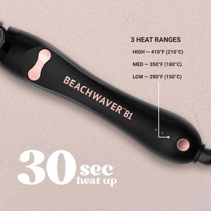 BEACHWAVER Co. B1 Rotating Curling Iron Midnight Rose Even Heat Distribution 1"