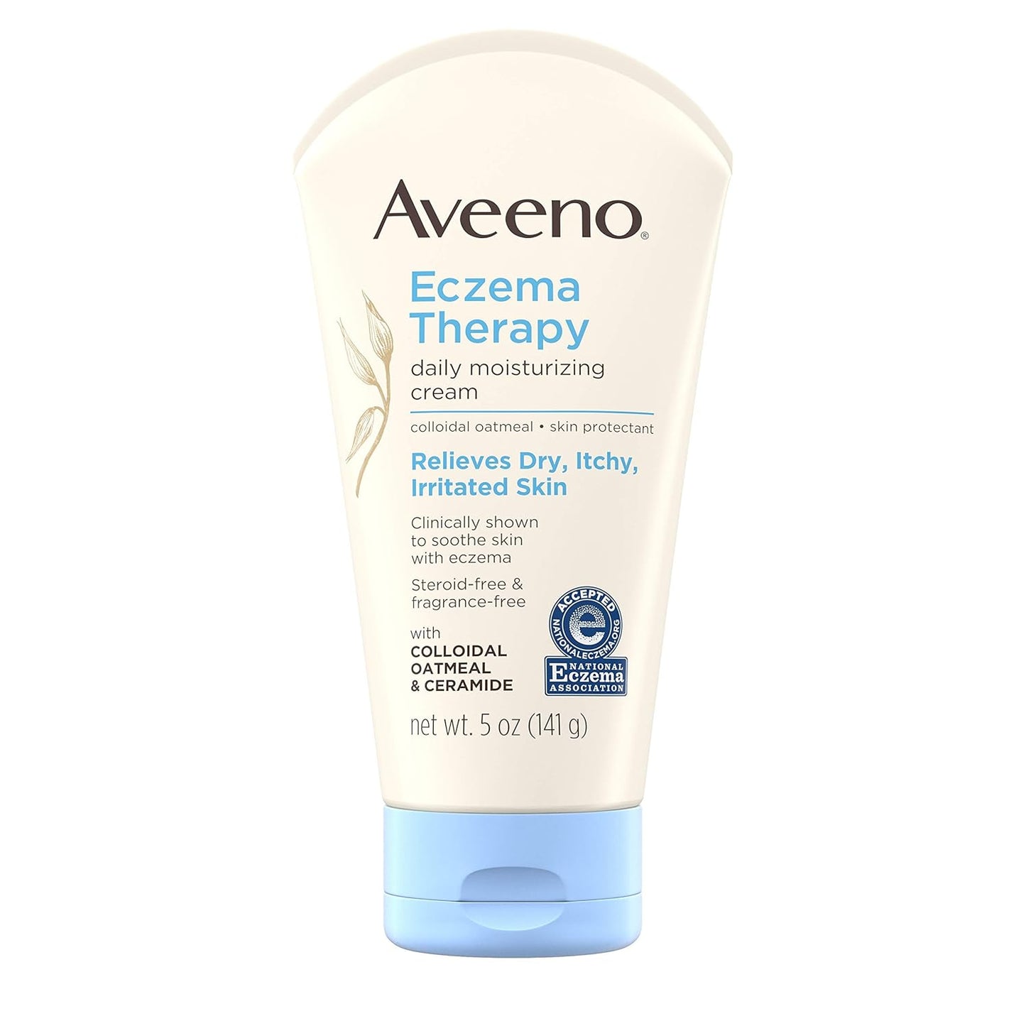 Aveeno Eczema Therapy Daily Moisturizing Body Cream for Sensitive Skin, Soothing Eczema Relief Cream, Colloidal Oatmeal & Ceramide for Dry & Itchy Skin, Steroid- & Fragrance-Free, 12 Oz
