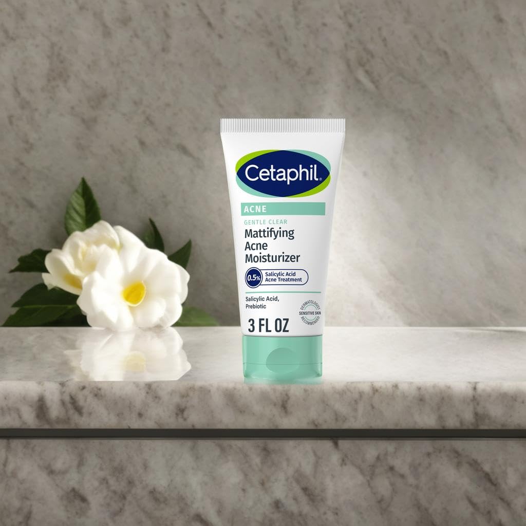 Cetaphil Face Moisturizer, Gentle Clear Mattifying Acne Moisturizer with 0.5% Salicylic Acid, Hydrates and Treats Sensitive Acne Prone Skin, Skin Care for Sensitive Skin, 3Oz