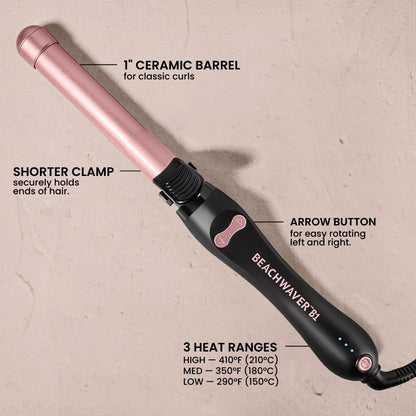 BEACHWAVER Co. B1 Rotating Curling Iron Midnight Rose Even Heat Distribution 1"
