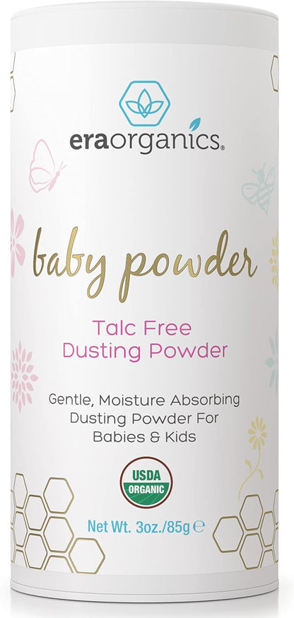 USDA Organic Baby Powder Talc-Free - Soothing Arrowroot, Calendula and Cornstarch for Newborn, Babies or Toddlers - Made in USA - 3Oz/85G