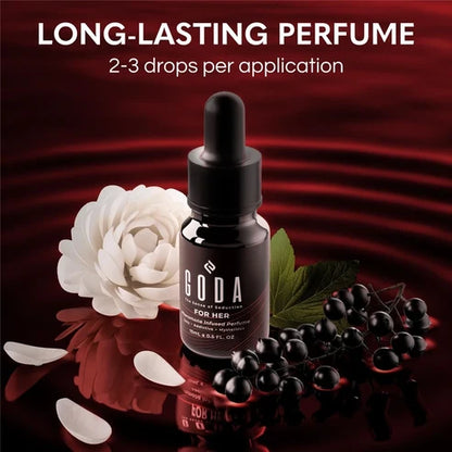 GODA perfume bottle with floral and berry elements 