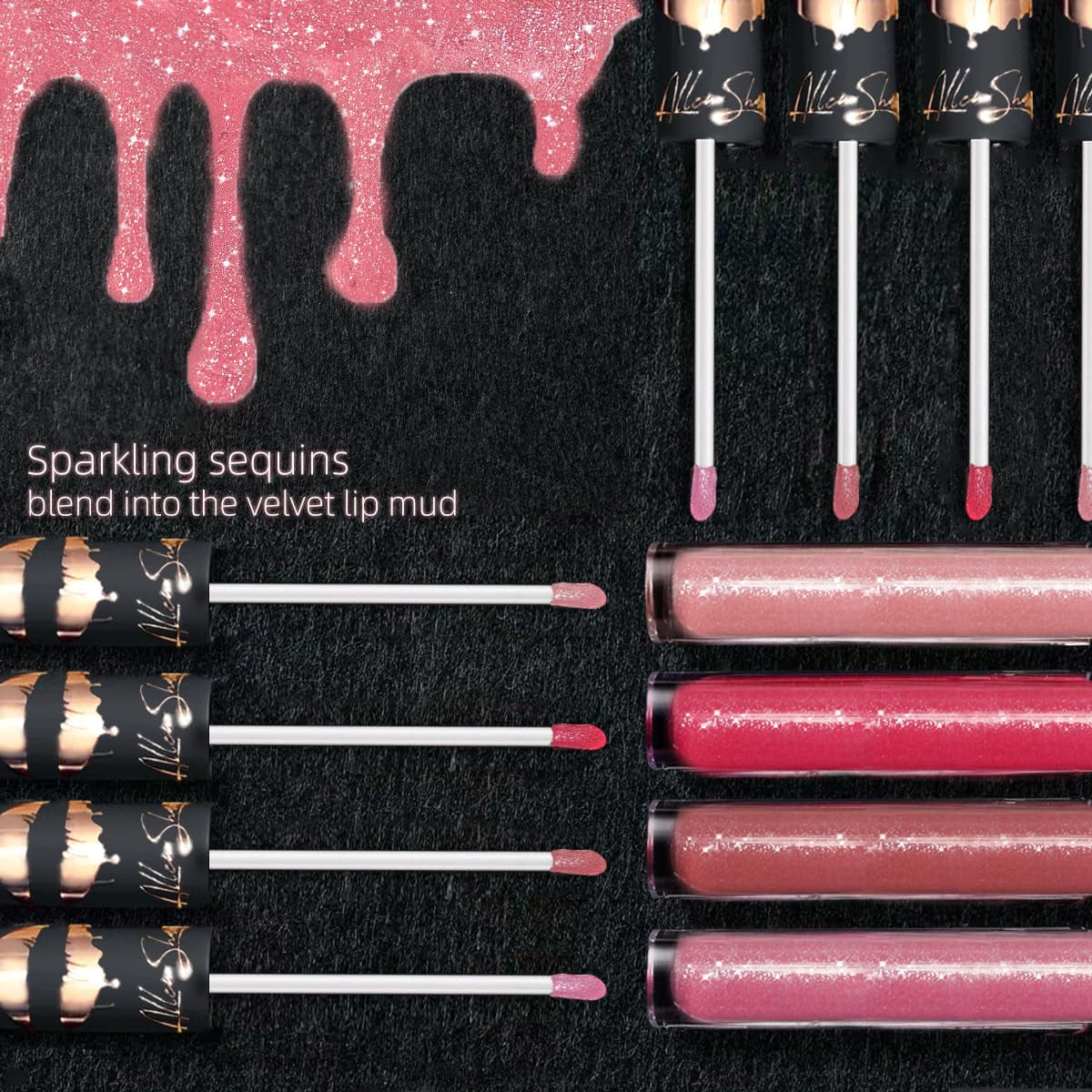 Lip Makeup Set, Lipstick, Lip Gloss, Lip Glaze, Shiny Matte, Waterproof, Non-Stick Cup (9, 26G)
