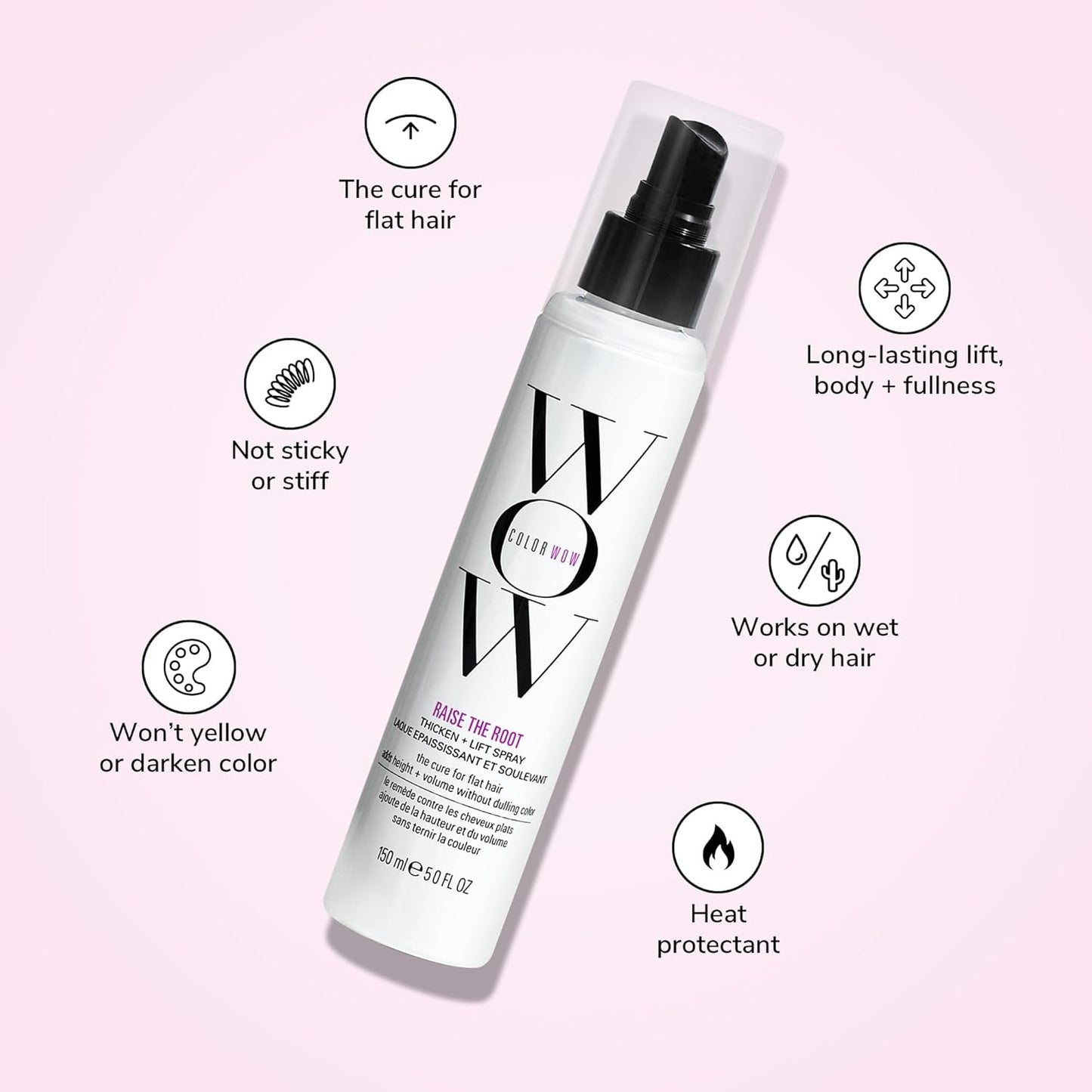 COLOR WOW Raise the Root Thicken + Lift Spray - All-Day Volume for Fine, Flat Hair without Dulling Color