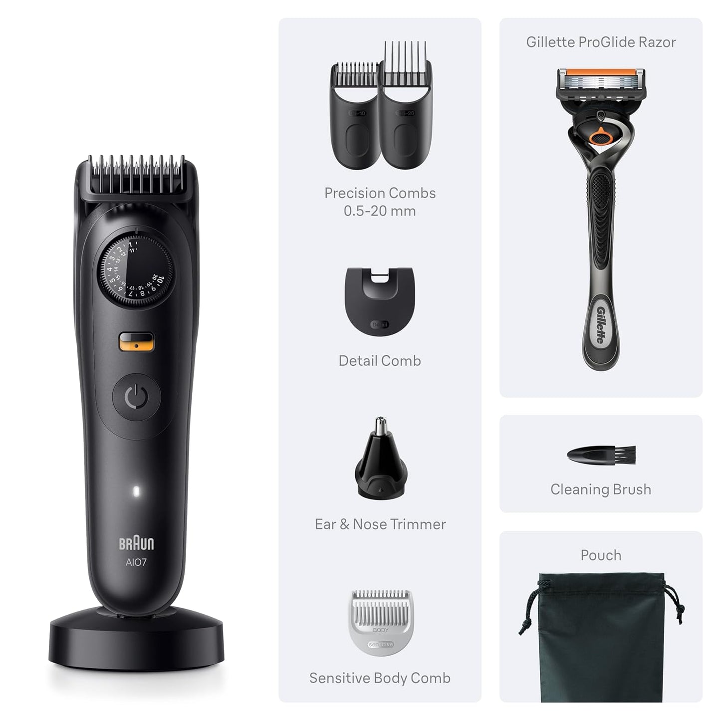Braun Men's All-In-One Series 7 Trimmer Kit for Beard, Face, Hair and