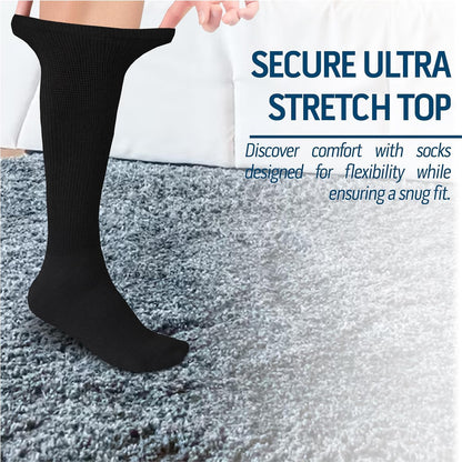 9-11 Pairs Men's Diabetic Over The Calf - Knee High Compression Cotton Crew Socks