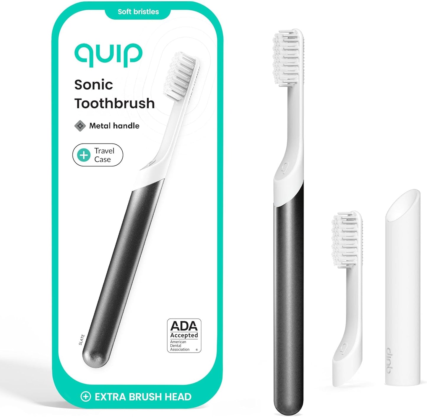 quip Sonic Electric Metal Toothbrush Travel Case/Mount Water-Resistant Slate