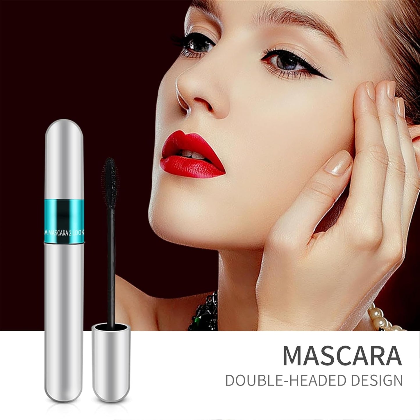 2 Pack 2 in 1 5X Longer Washable Mascara, 4D Silk Fiber Lash for VIBELY Mascara, No Clumping, Long-Lasting Black