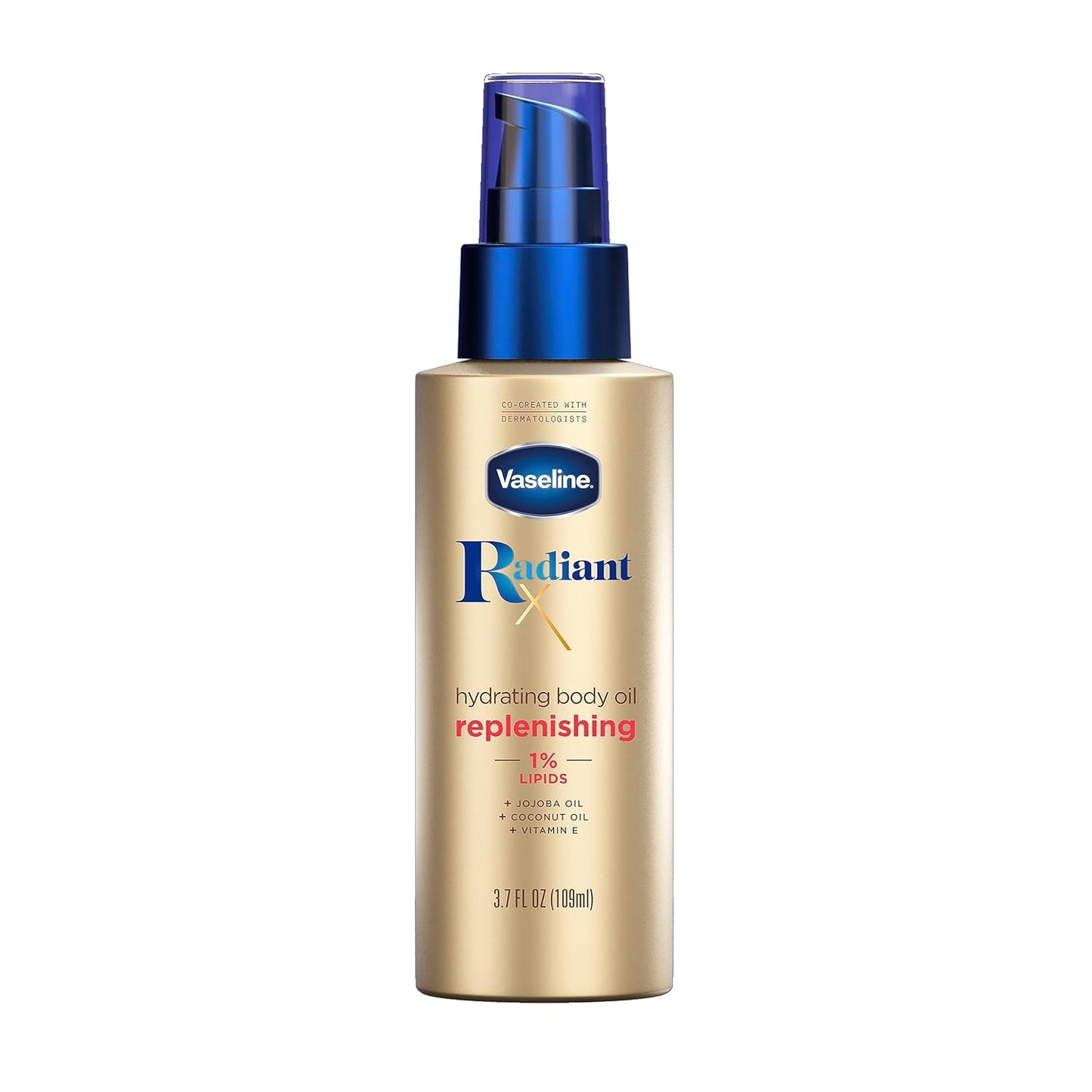 Vaseline Radiant X Replenishing and Hydrating Body Oil with 1% Lipids, Jojoba Oil, Coconut Oil, & Vitamin E 3.7 Oz