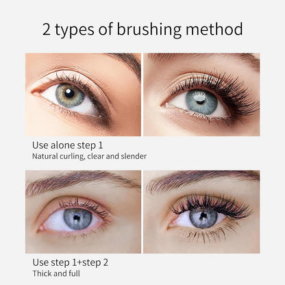 2 Pack 2 in 1 5X Longer Washable Mascara, 4D Silk Fiber Lash for VIBELY Mascara, No Clumping, Long-Lasting Black
