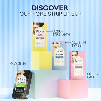 Bioré Original Blackhead Remover Strips, Deep Cleansing Nose Strips with Instant Pore Unclogging, Features C-Bond Technology, Oil-Free, Non-Comedogenic Use, 14 Count