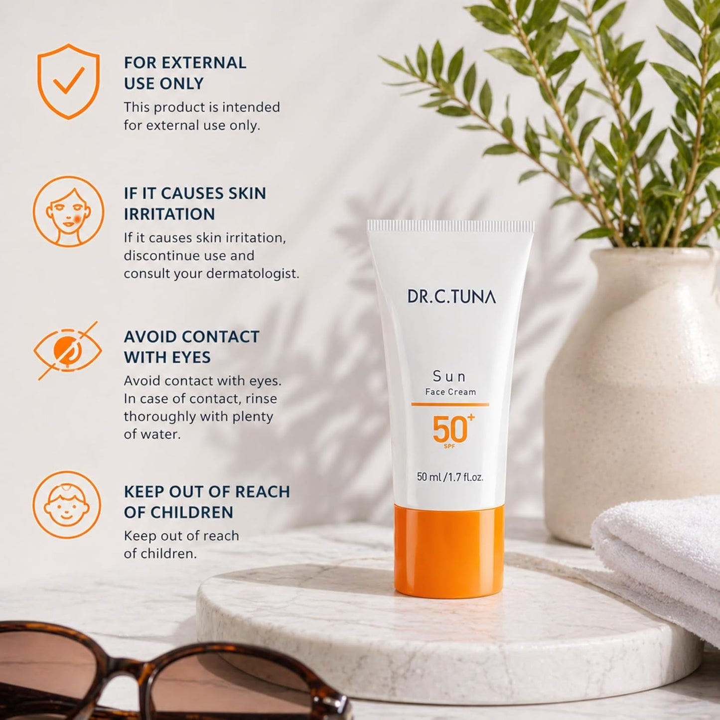 DR. C. TUNA Sun Face Cream SPF 50+ Hyaluronic Acid Vitamin E 50ml