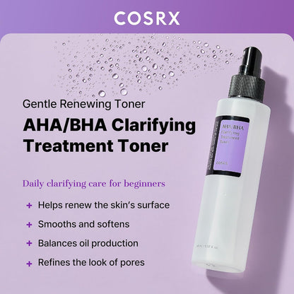 COSRX AHA/BHA Treatment Toner 5.07 fl.oz/ 150ml, Facial Exfoliating Spray for Wh
