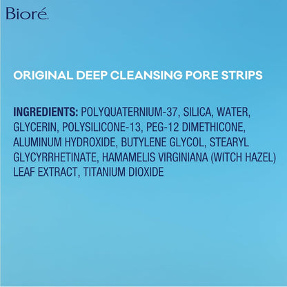 Bioré Original Blackhead Remover Strips, Deep Cleansing Nose Strips with Instant Pore Unclogging, Features C-Bond Technology, Oil-Free, Non-Comedogenic Use, 14 Count