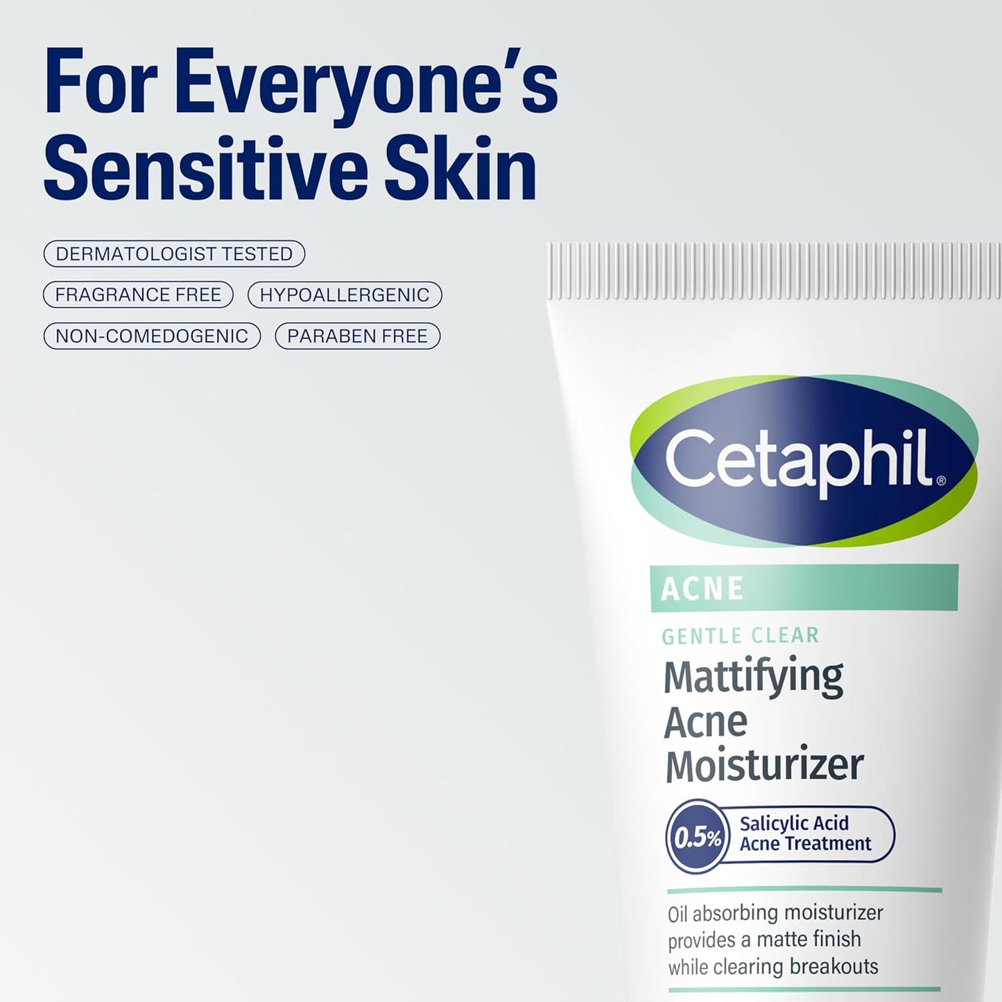 Cetaphil Face Moisturizer, Gentle Clear Mattifying Acne Moisturizer with 0.5% Salicylic Acid, Hydrates and Treats Sensitive Acne Prone Skin, Skin Care for Sensitive Skin, 3Oz