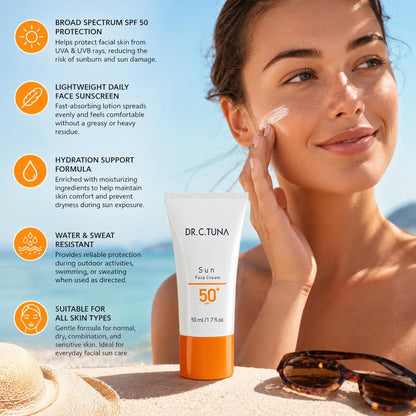 DR. C. TUNA Sun Face Cream SPF 50+ Hyaluronic Acid Vitamin E 50ml