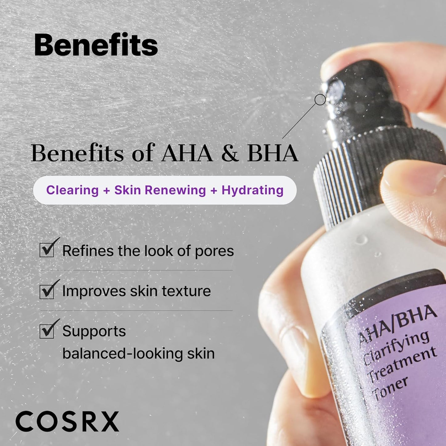 COSRX AHA/BHA Treatment Toner 5.07 fl.oz/ 150ml, Facial Exfoliating Spray for Wh