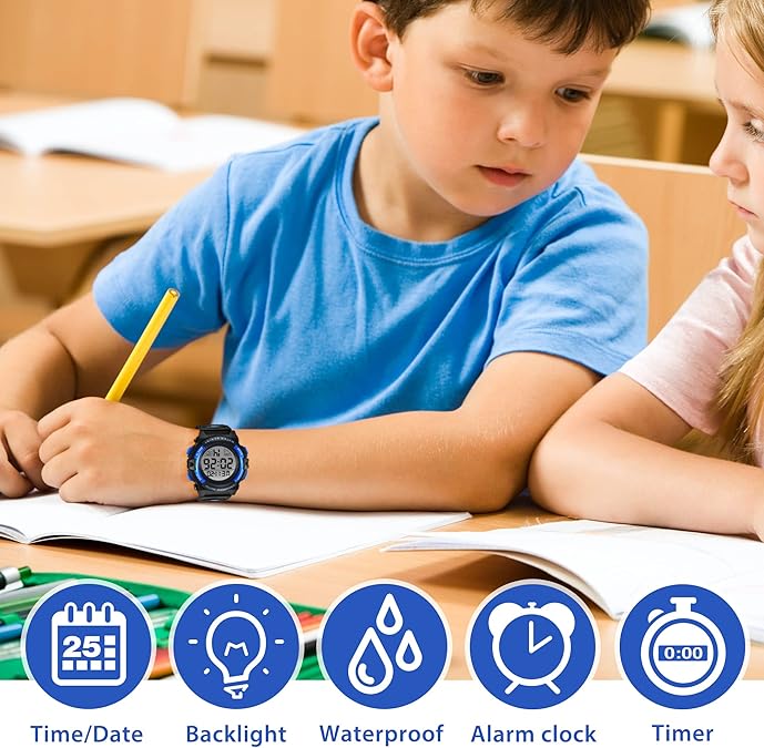 Kids Digital Sport Watch – Waterproof LED Chronograph Watch for Boys (3–15 Years)