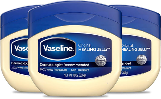 Vaseline Petroleum Jelly Original Provides Dry Skin Relief and Protects Minor Cuts Dermatologist Recommended and Locks in Moisture, 13 Ounce (Pack of 3)