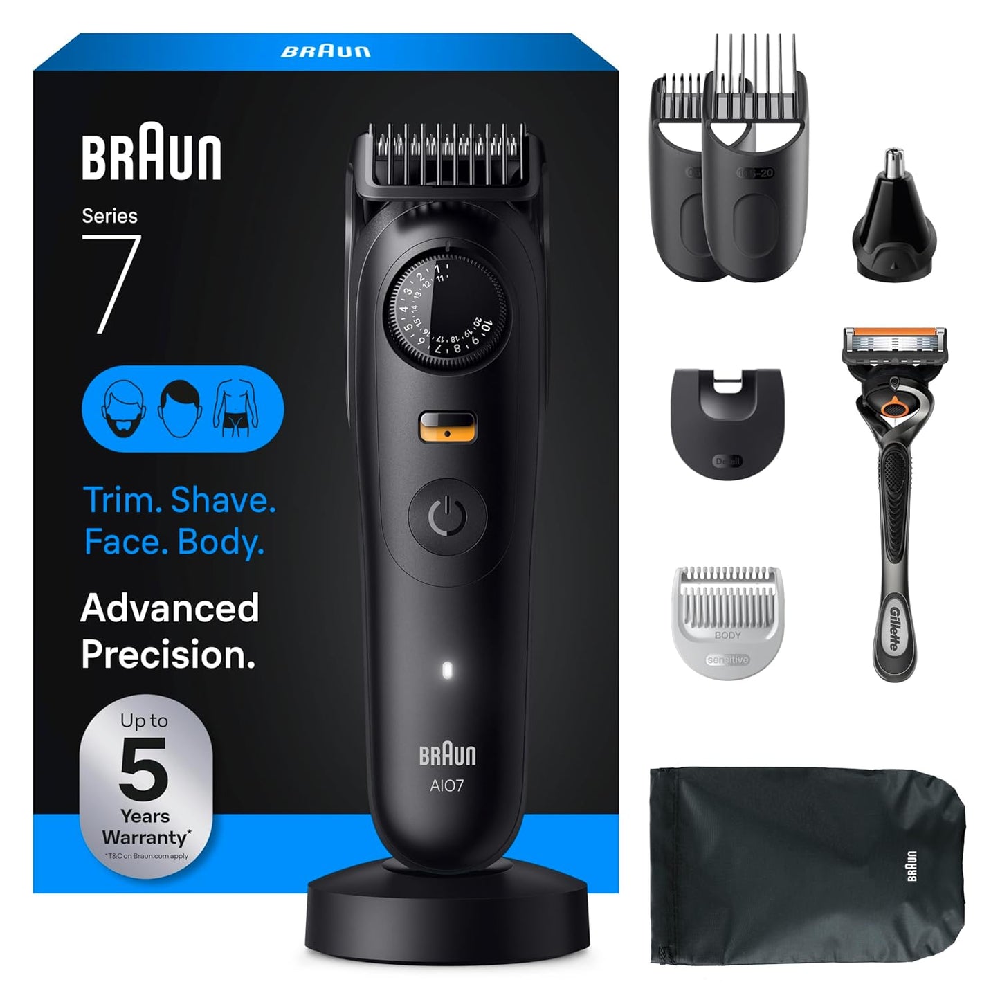Braun Men's All-In-One Series 7 Trimmer Kit for Beard, Face, Hair and