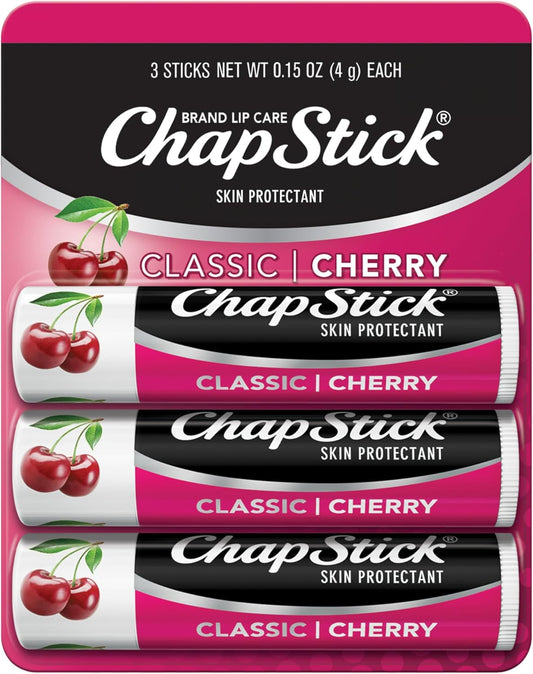 Chapstick Classic Cherry Lip Balm Tubes for Lip Care - 0.15 Oz (Pack of 3)