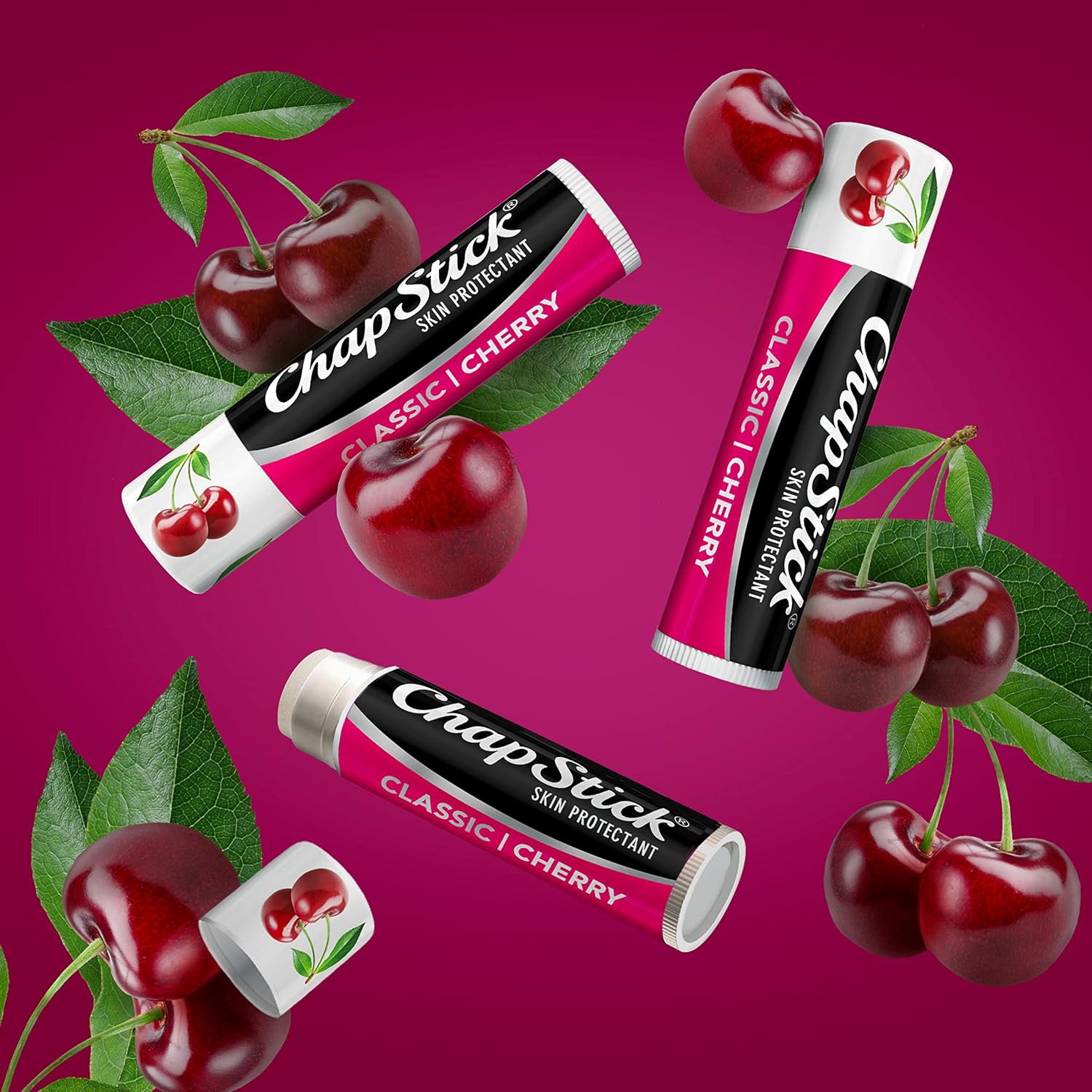 Chapstick Classic Cherry Lip Balm Tubes for Lip Care - 0.15 Oz (Pack of 3)
