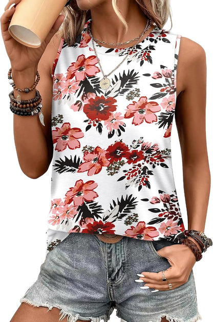 SAMPEEL Womens Tank Tops Eyelet Loose Casual Summer Tops Crew Neck Basic Sleeveless Shirts Trendy 2025