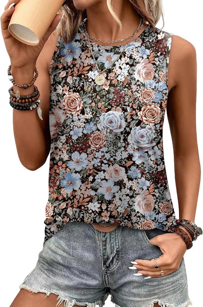 SAMPEEL Womens Tank Tops Eyelet Loose Casual Summer Tops Crew Neck Basic Sleeveless Shirts Trendy 2025