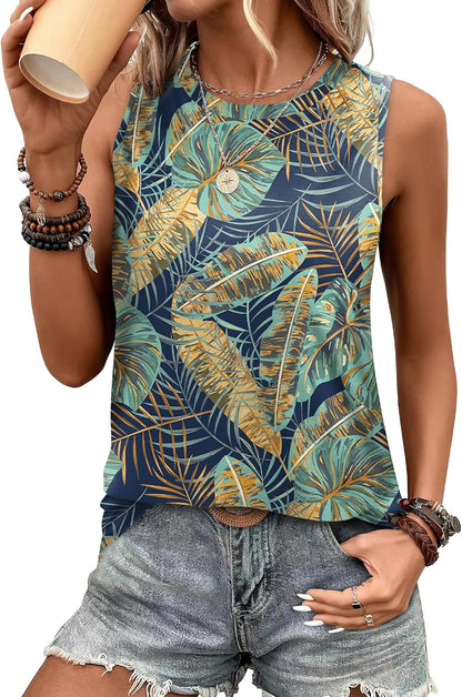 SAMPEEL Womens Tank Tops Eyelet Loose Casual Summer Tops Crew Neck Basic Sleeveless Shirts Trendy 2025