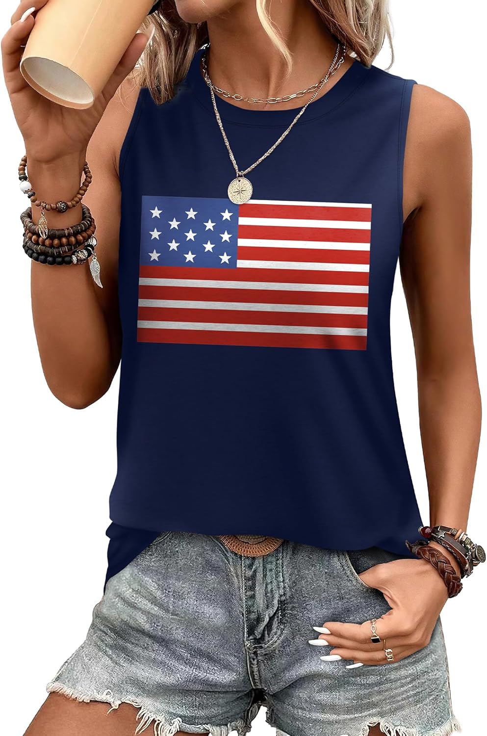 SAMPEEL Womens Tank Tops Eyelet Loose Casual Summer Tops Crew Neck Basic Sleeveless Shirts Trendy 2025