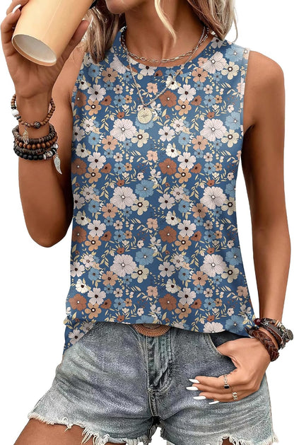 SAMPEEL Womens Tank Tops Eyelet Loose Casual Summer Tops Crew Neck Basic Sleeveless Shirts Trendy 2025