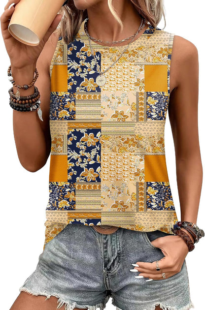 SAMPEEL Womens Tank Tops Eyelet Loose Casual Summer Tops Crew Neck Basic Sleeveless Shirts Trendy 2025