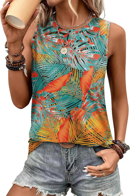 SAMPEEL Womens Tank Tops Eyelet Loose Casual Summer Tops Crew Neck Basic Sleeveless Shirts Trendy 2025