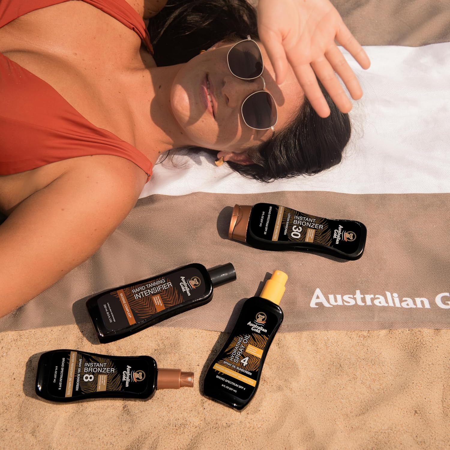 Australian Gold Spray Gel Sunscreen with Instant Bronzer SPF 30, 8 Ounce | Moisturize & Hydrate Skin | Broad Spectrum | Water Resistant | Non-Greasy | Oxybenzone Free | Cruelty Free