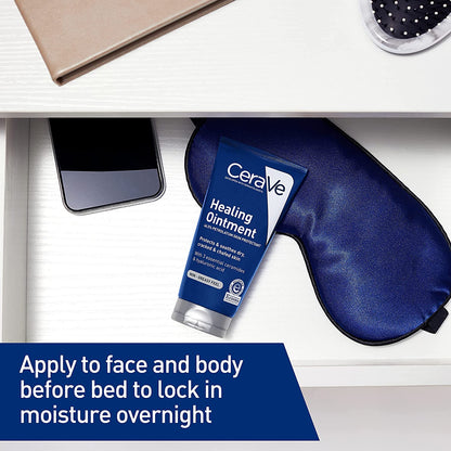 Cerave Healing Ointment, Hydrating Skin Protectant with Petrolatum, Hyaluronic Acid & Ceramides, Face & Body Skin Barrier Repair for Cracked, Chafed, Dry Skin, Fragrance Free & Lanolin Free, 5 Oz
