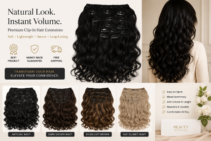 👉 Curlkalon Soft Curl 20 Inch Clip-In Natural Black Hair Extensions 9 Piece Set