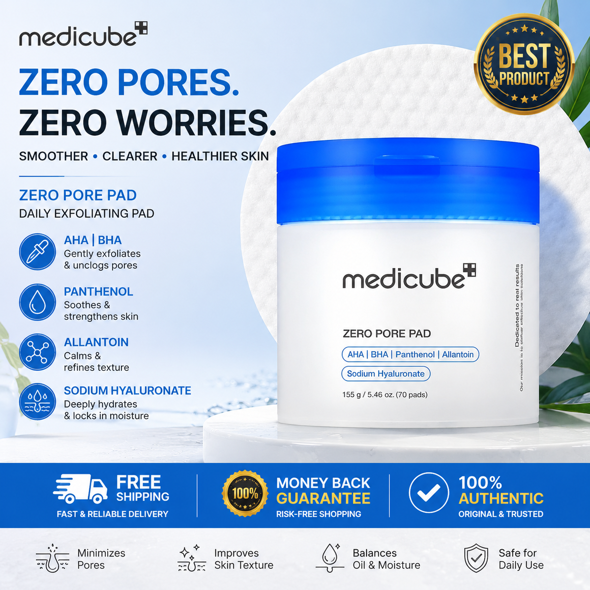 Zero Pore Toner Pads for Pore Care and Exfoliation