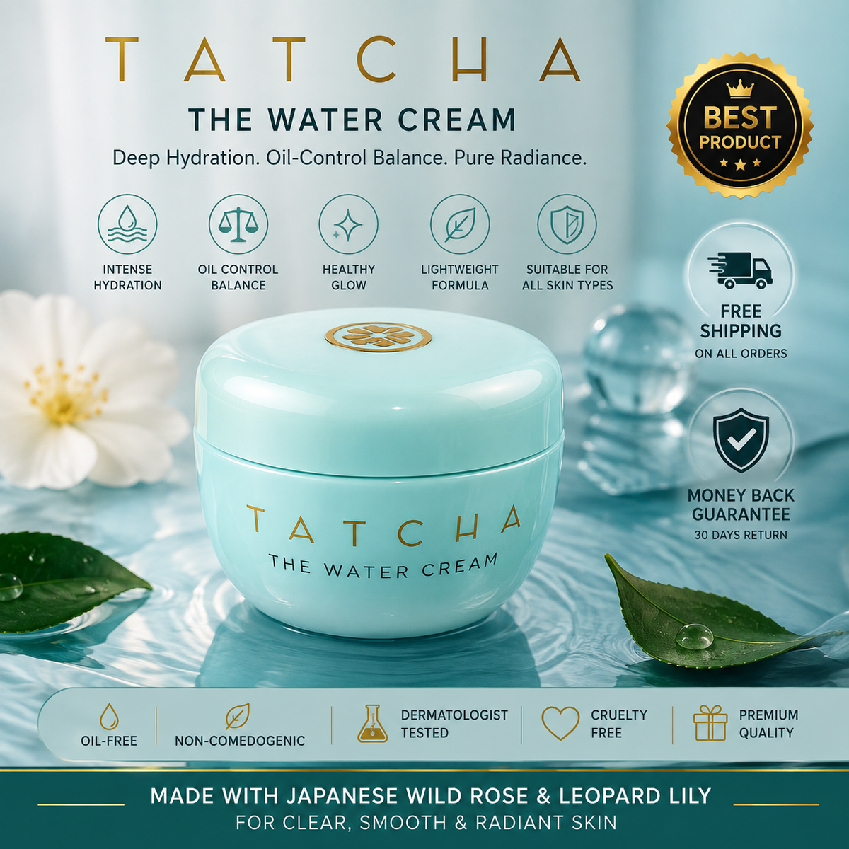 The Water Cream luxury skincare moisturizer 0.34 oz