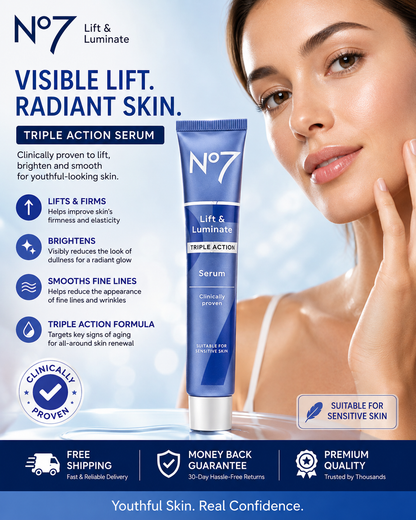 No7 Lift & Luminate Triple Action Face & Neck Serum 1 fl oz 30 mL