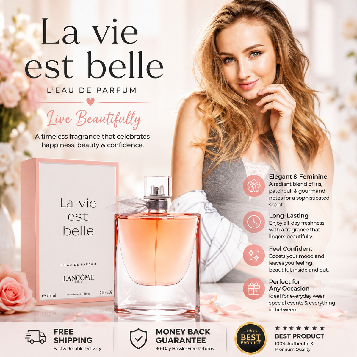 Lancôme La Vie Est Belle Eau de Parfum Spray for Women – 2.5 oz / 75ml
