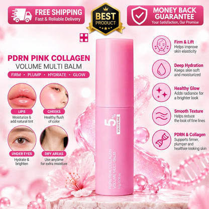 Portable pink collagen balm stick for face and lip hydration