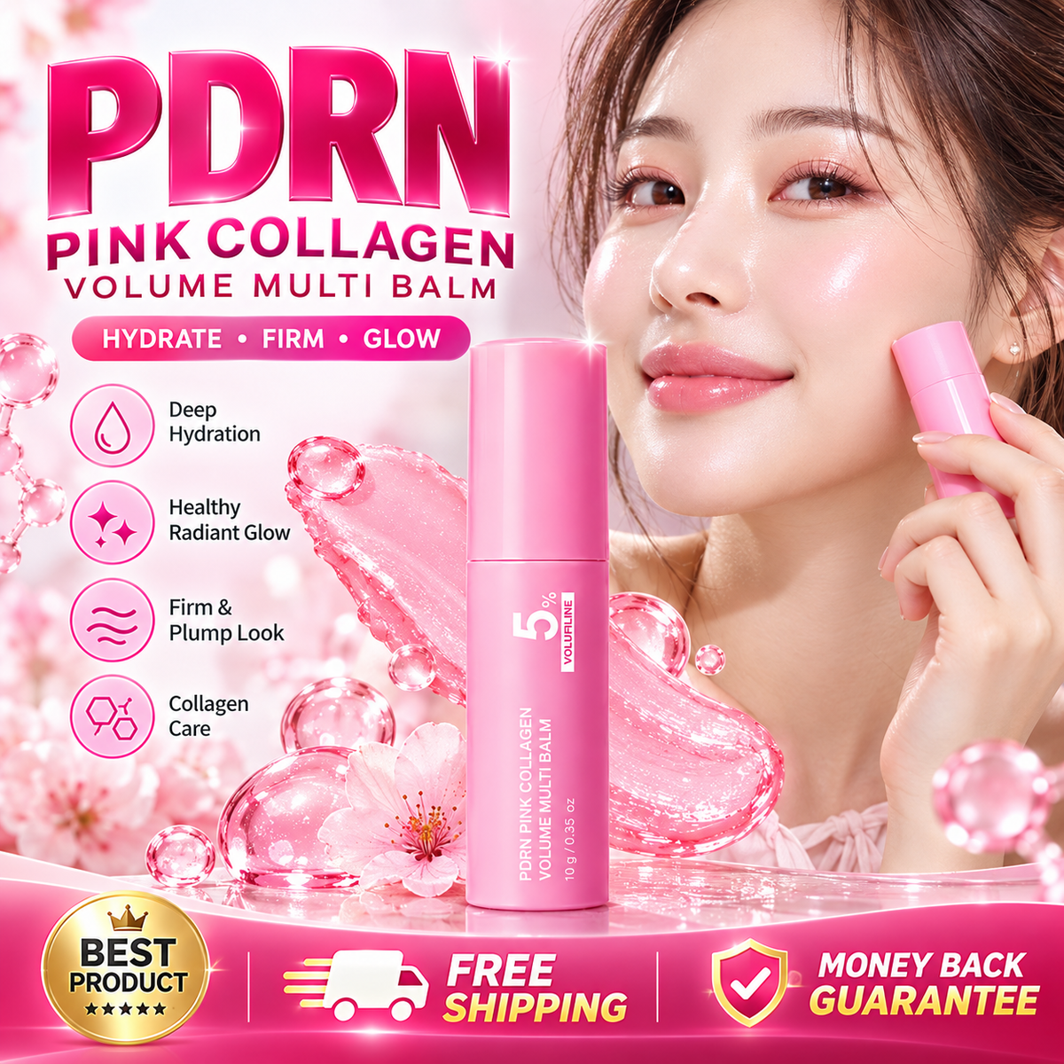 Korean PDRN collagen moisturizing balm stick with cherry scent
