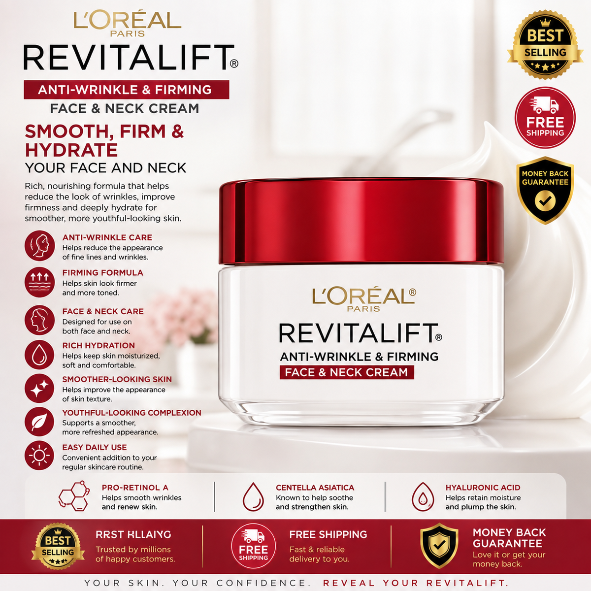L'Oreal Paris Revitalift Anti-Aging Face & Neck Cream 1.7 oz