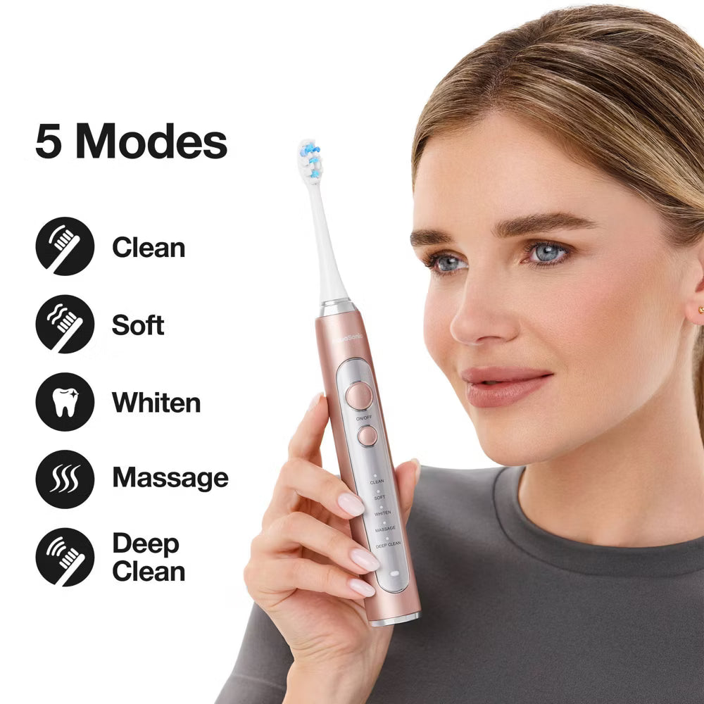 Aquasonic Precision Rechargeable Electric Toothbrush with 4 Brush Heads