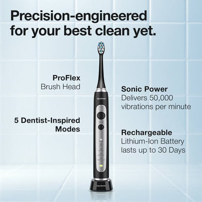 Aquasonic Precision Rechargeable Electric Toothbrush with 4 Brush Heads